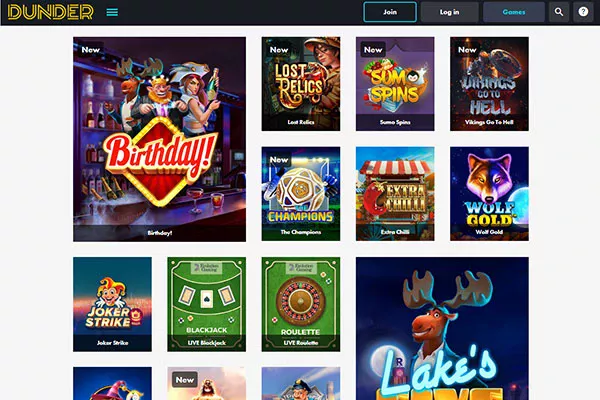 Dunder casino games