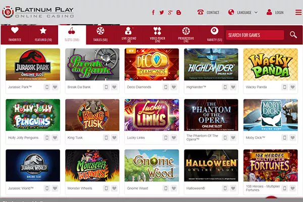 Platinum Play NZ Casino games