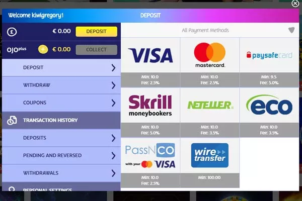 Play ojo deposits NZ