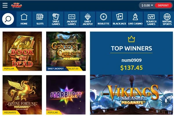 Playtoro casino games selection