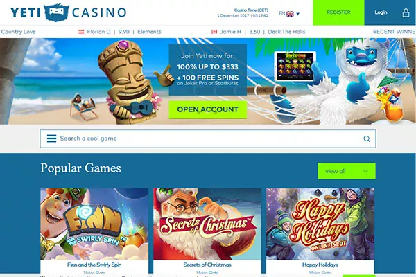 Yeti Casino NZ Home